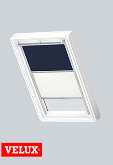 Duo Blind (Blackout), 1100 Dark Blue & 1016 White - VELUX Loft Blind
